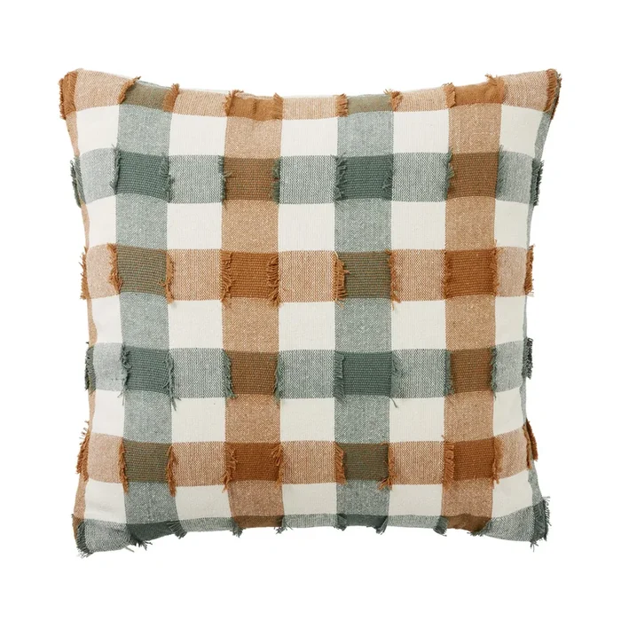 Brookhaven Sage & Brown Sugar Check Cushion