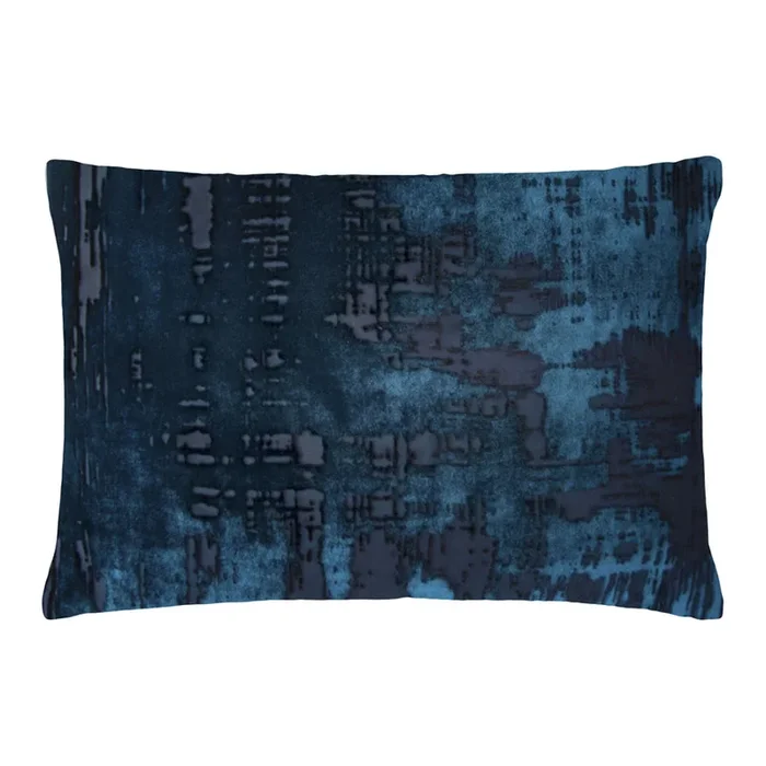 Brushstroke Velvet Pillow – Cobalt Black