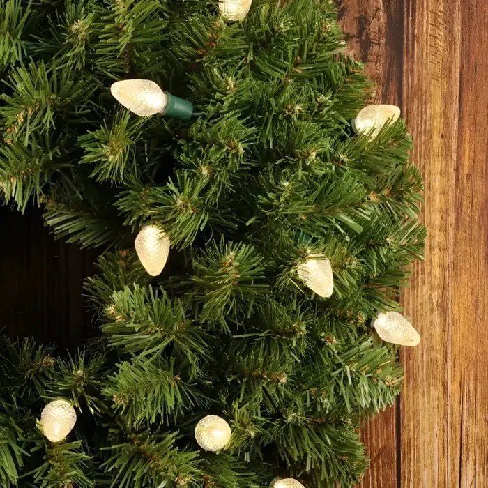 C25 7 Warm White LED Christmas Lights, 8 ” Spacing
