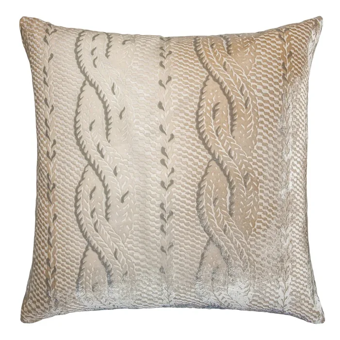 Cable Knit Velvet Pillow – Latte