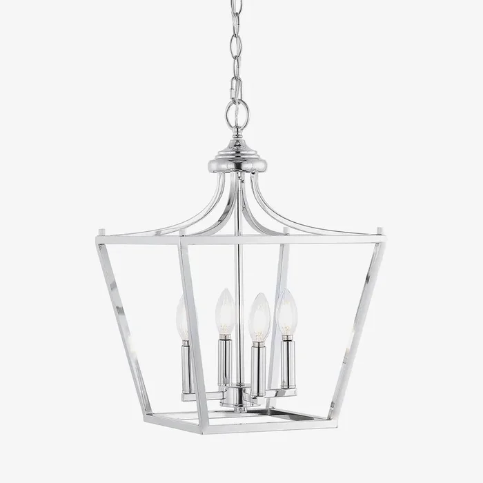 Camden 4-Light Iron Pendant Lantern – Chrome by JONATHAN Y