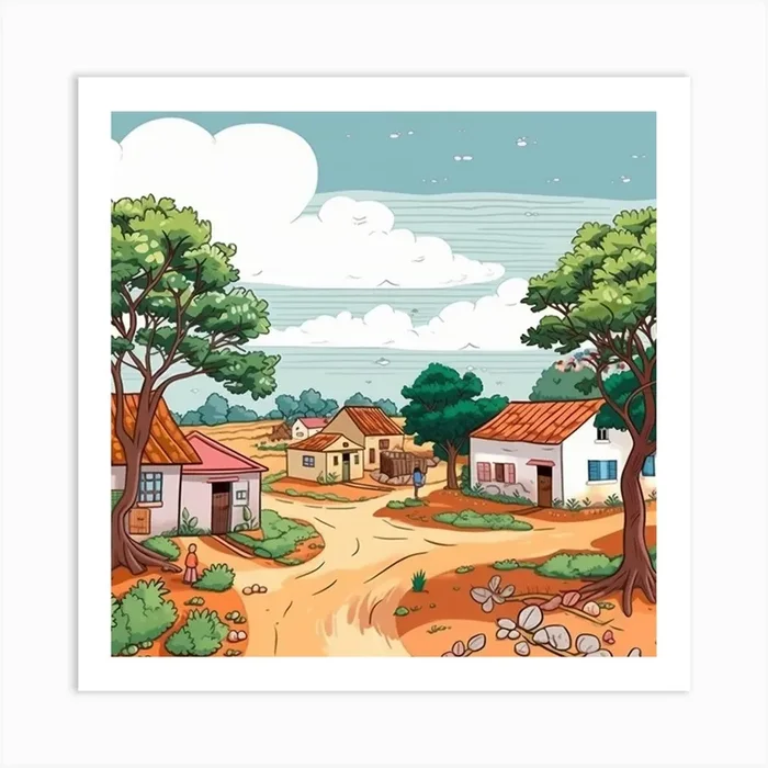 Cartoon Village Art PrintB by BEATY
