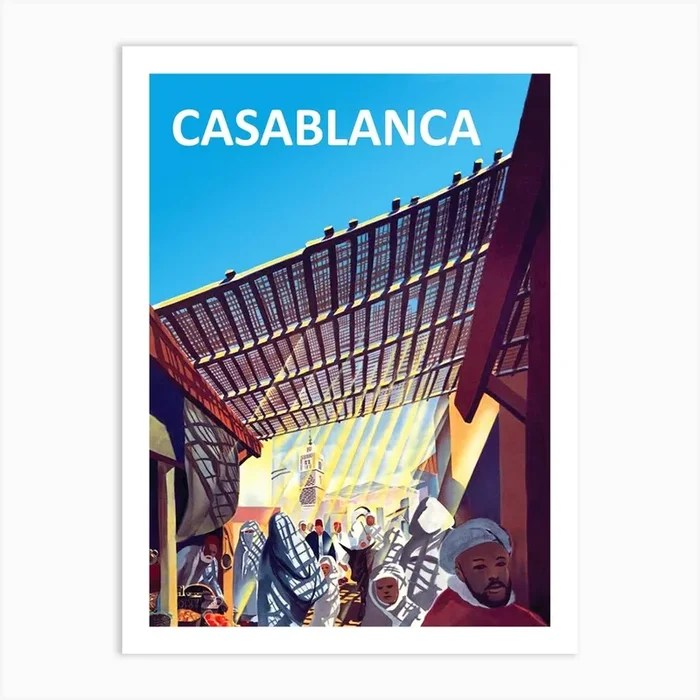 Casablanca, Vintage Travel Poster Art Print by Vintage Spirit