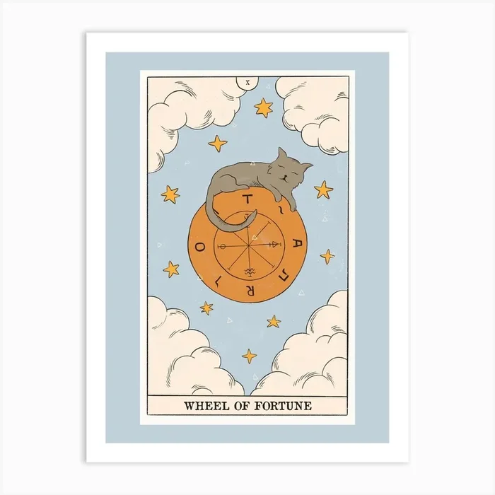 Cat Wheel Of Fortune Art Print by marybazar