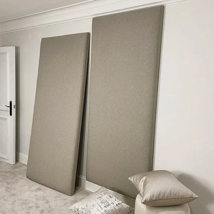 Chambray Ash Greige Individual Padded Upholstered Double Width Wall Ha