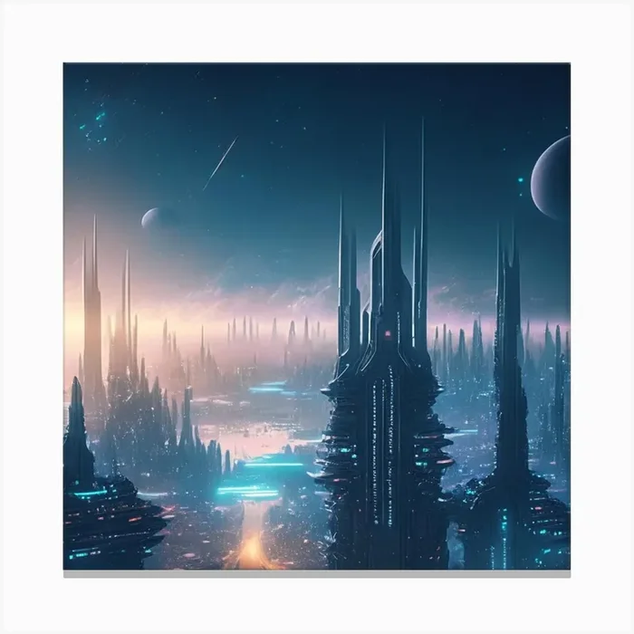 产品名称中包含顶级域名,检查并适当处理后再继续! Futuristic City 2 Canvas PrintK by K.ES.Fosters.Enterprises