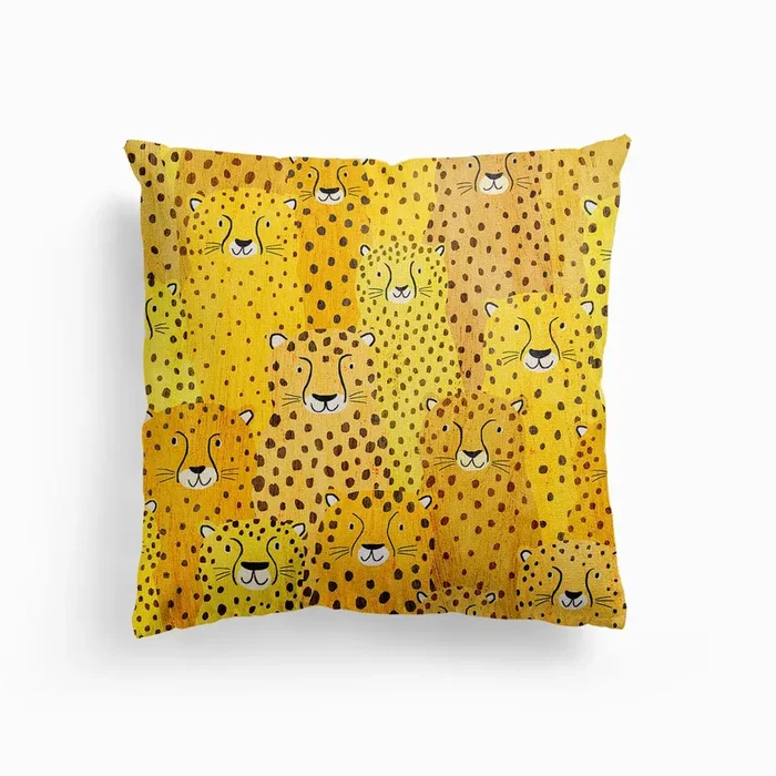 Cheetah Odd One Out Canvas Cushion by Kate McFarlane