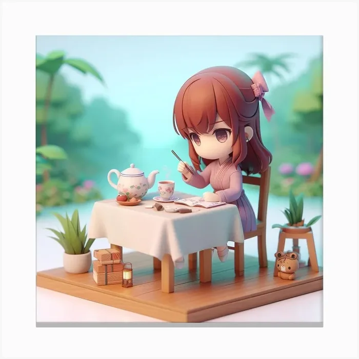 Chibichan morning tea Canvas PrintM by Mon_to10
