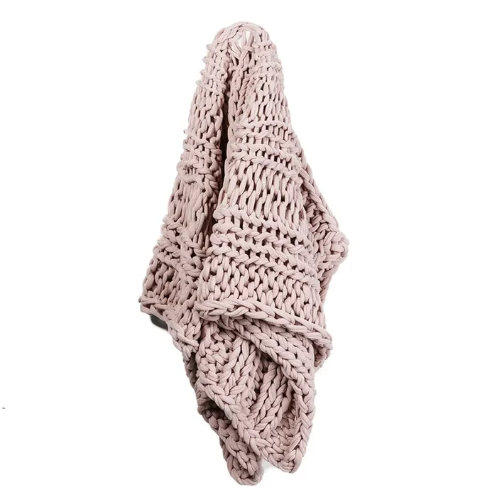 Chunky Knit Dusty Pink Rib Throw