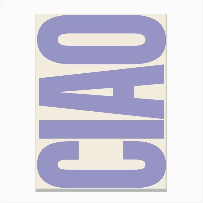 Ciao Typography – Indigo Canvas Print by Fleur Folk