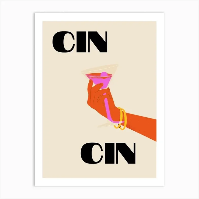 Cin Cin Retro Glamour Poster Art Print by Artful Appetite