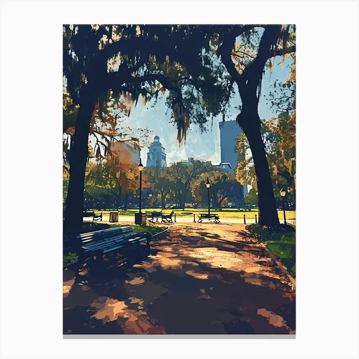 City Park Minimal Painting 1 Canvas Print by PixelPerfect