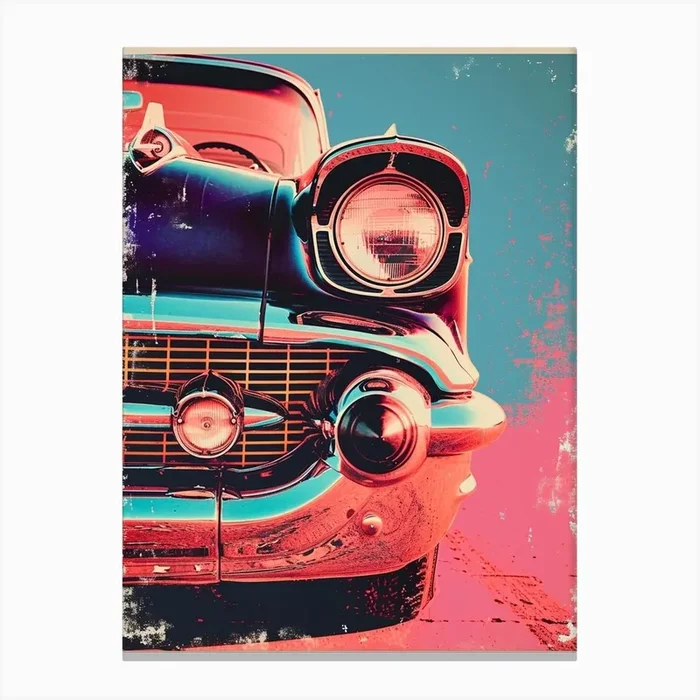 Classic Cars Polaroid Inspired 1 Canvas Print by Bubblegum Kitsch