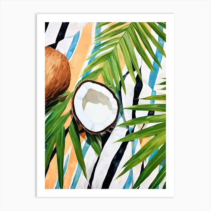 Coconut Fruit Summer Illustration 1 Art Print by Dreamy Seasons Art
