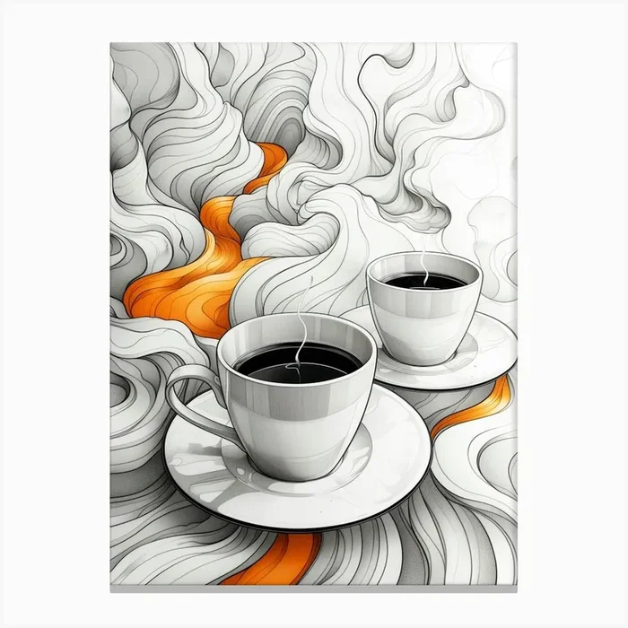 Coffee Cup And Saucer Canvas Print by JBJart Justyna Jaszke