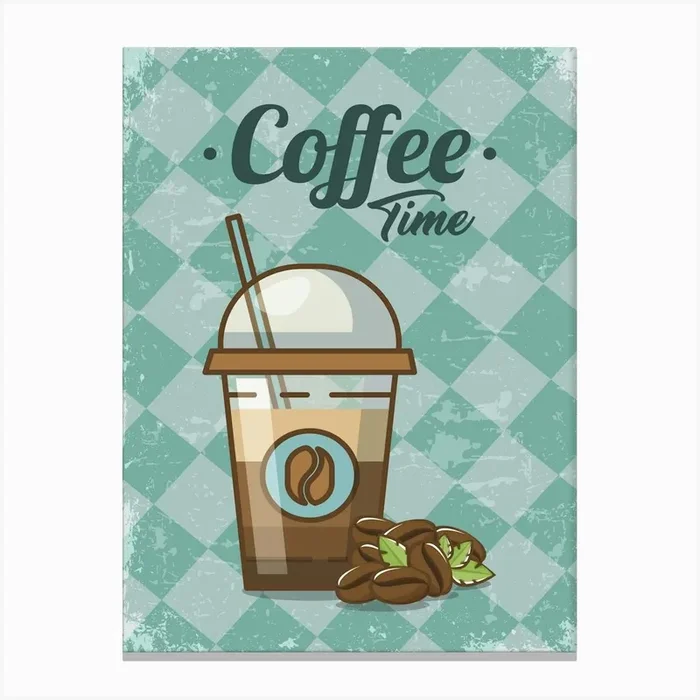 Coffee Time – coffee poster, kitchen wall art 1 Canvas Print by Synthwave1950