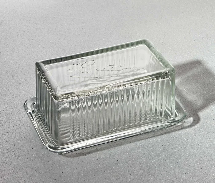 Colette Vintage Style Pressed Glass Butter Dish