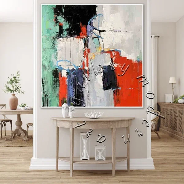 Colorful Abstract Painting, Original Oil Painting on Canvas, Square Wall Art