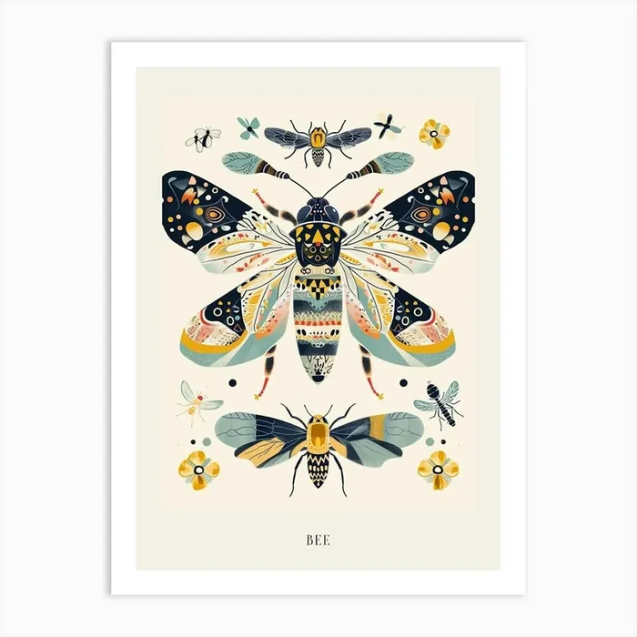 Colourful Insect Illustration Bee 3 Poster Art Print by Ritual Art Prints