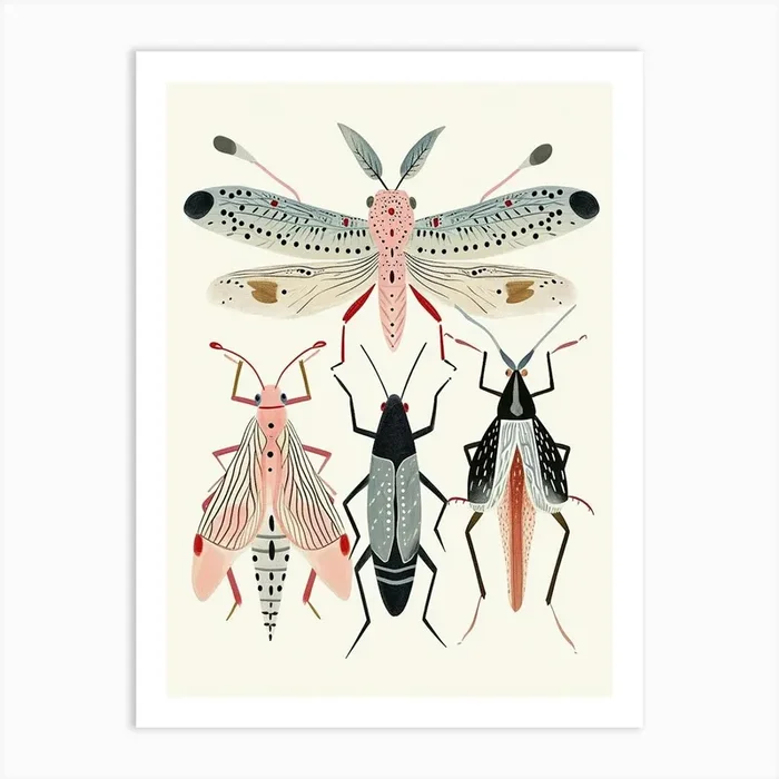 Colourful Insect Illustration Cricket 1 Art Print by Ritual Art Prints