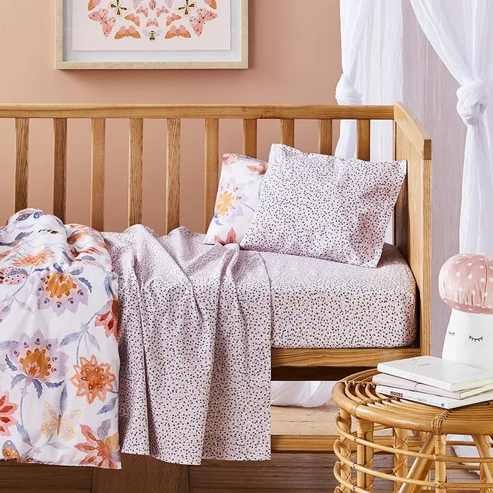 Confetti Organic Cotton Lilac Cot Sheet Set