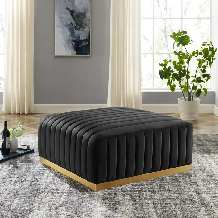 Conjure Channel Tufted Performance Velvet Ottoman by Modway