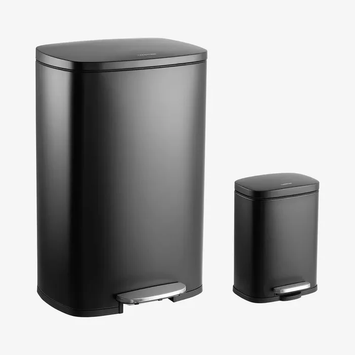 Connor Rectangular Trash Cans – Black – Set of 2 by Happimess