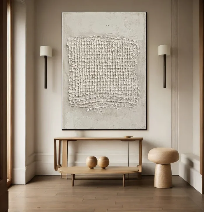 Contemporary Neutral Painting with Tactile Woven Center #BGA 235