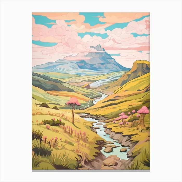 Cotopaxi National Park Ecuador Hike Illustration Canvas Print by WanderWall Prints