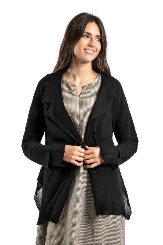 Cotton Mesh Cardigan – Black