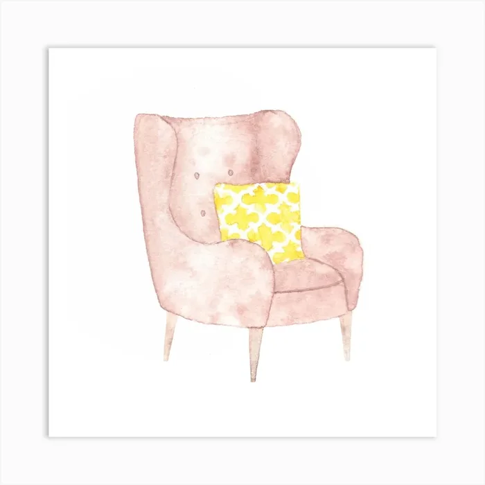 Cozy Armchair Square Art Print by Antonia Jürgens