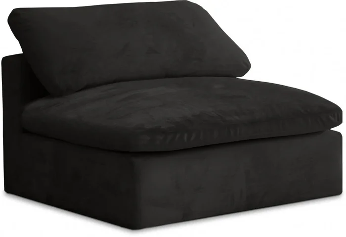 Cozy Velvet Upholstered Overstuffed Fiber Filled Comfort Comfort Armless Modular Chair