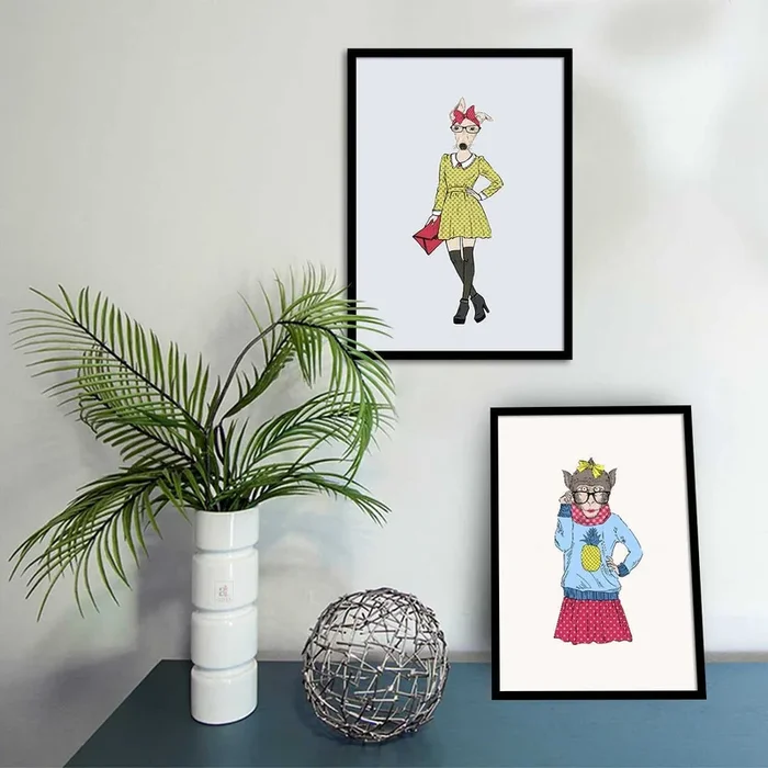 Cute Art Prints Funny Animal Theme Wall Art for Kids Room Décor for Home, Wall Decor & Living Room Decoration (Set of 2, 17.5 x 12.5 Inches)