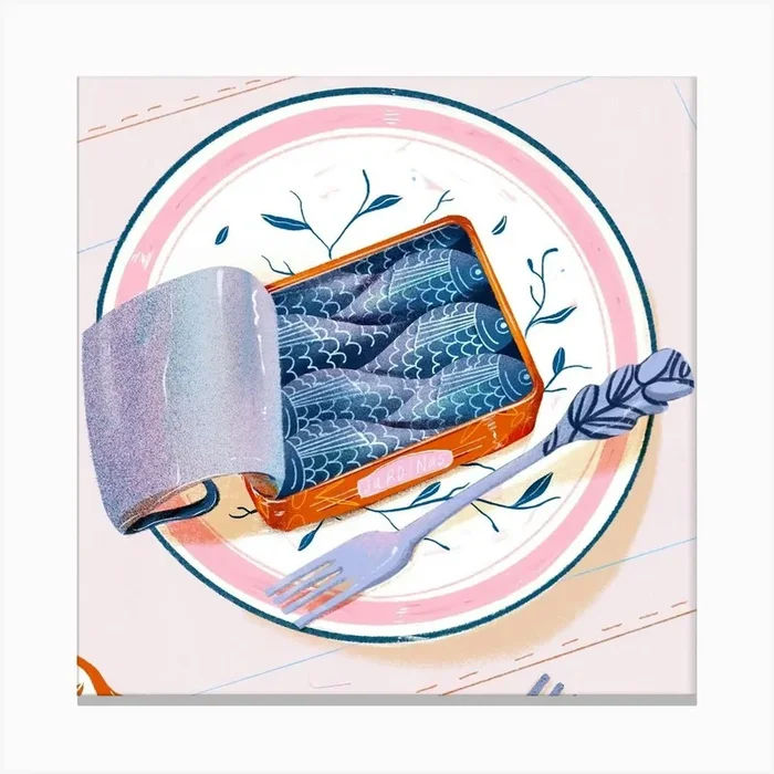 Cute Sardines Can Canvas Print by Marinastu