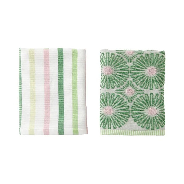 Daisy Apple & Pink Tea Towel Pack of 2