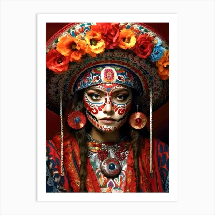 Day Of The Dead woman Mexican life Art Print by JBJart Justyna Jaszke
