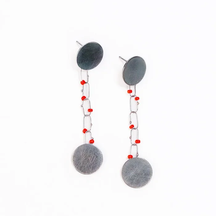 Delicate Small Drop Constellation Earrings – Red