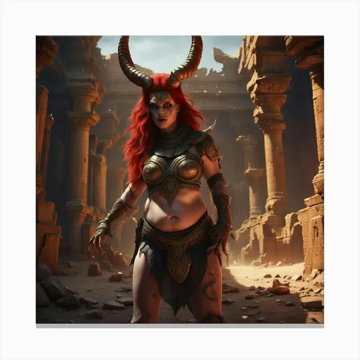 Demon Warrior Canvas Print by Ines Fulgencia Sainte-Ficelle
