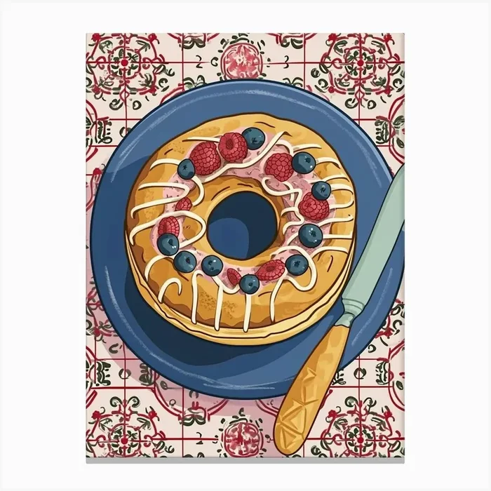 Dessert With Berries Tile Background Canvas Print by Artful Appetite