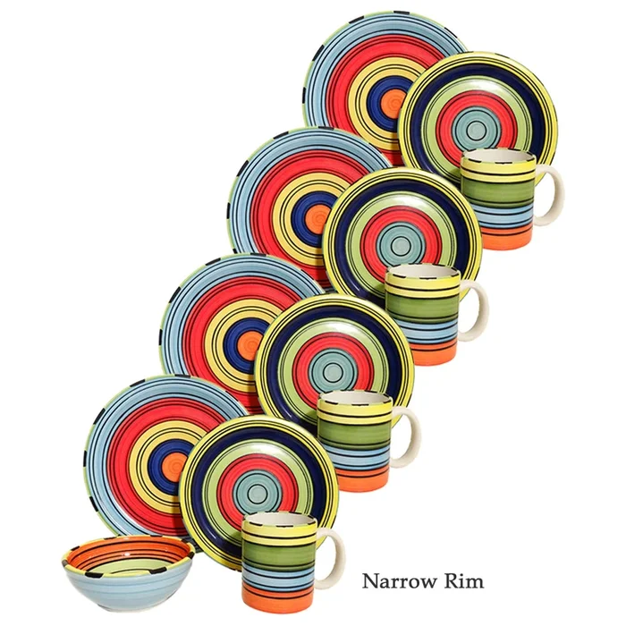 Dinnerware Set – 16 piece -Colorful Striped | Acapulco