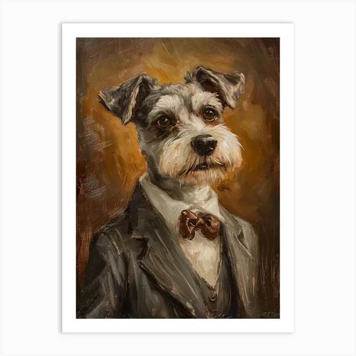 Dog In A Suit Kitsch Portrait 4 Art Print by Bubblegum Kitsch