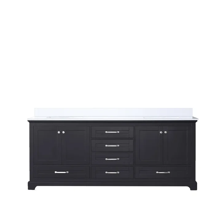 Dukes 80 in. W x 22 in. D Espresso Double Bath Vanity and White Quartz Top
