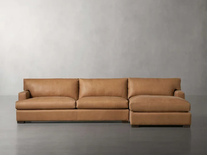 Dune Leather Two Piece Chaise Sectional