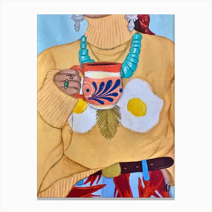 Eggs And Hot Chocolate Canvas Print by Paloma Kua