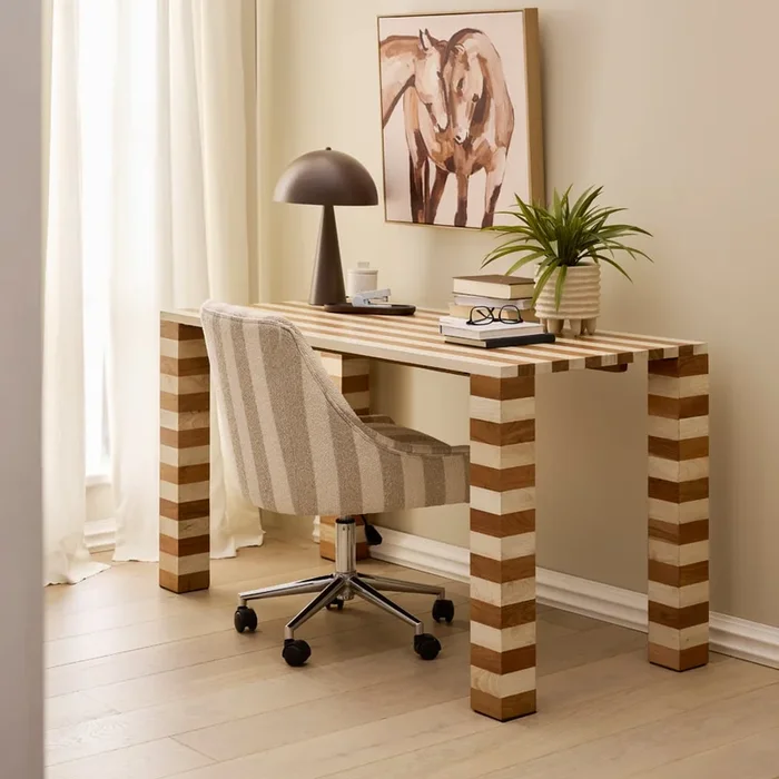 Enzo Natural & Walnut Stripe Desk