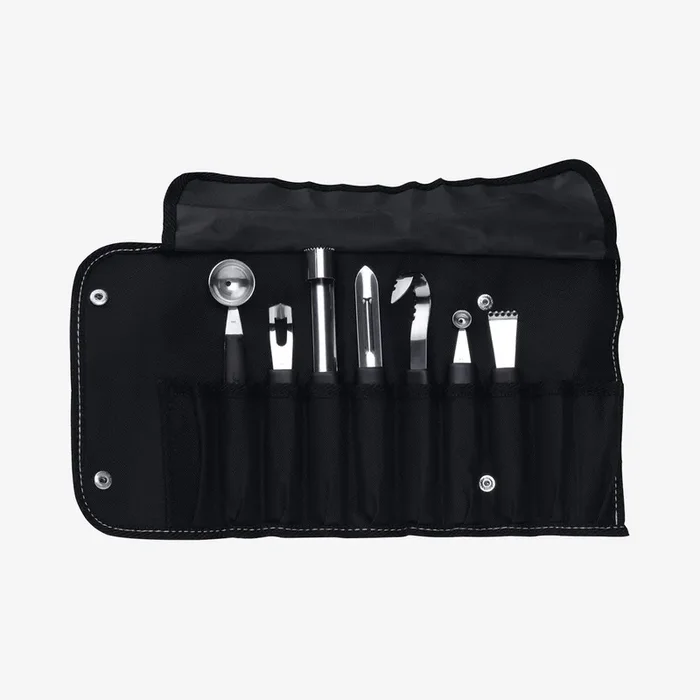Essentials Garnishing Tools with Case – Stainless Steel – Set of 8 by BergHOFF