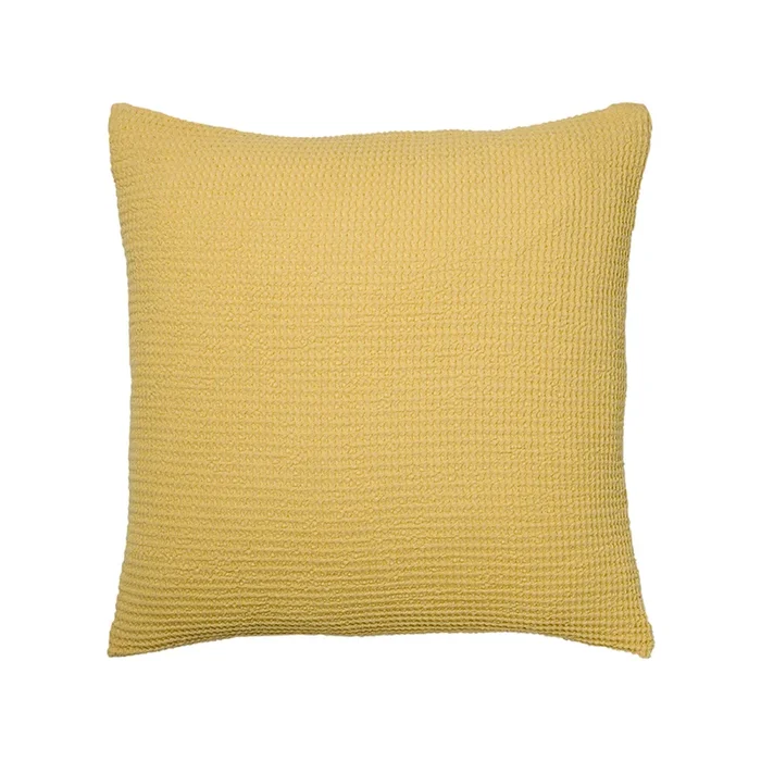 European Collection Cotton Bamboo Waffle Cushion Mustard