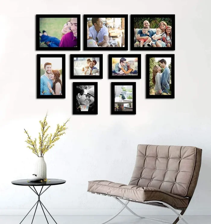 Family Tree Memory Set of 9 Individual Wall Photo Frames ( Size 5×7, 6×10, 8×10 inches )