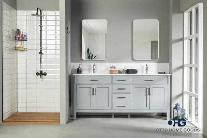 Fawna 72 ” Gray Double Bowls Bathroom Cabinet