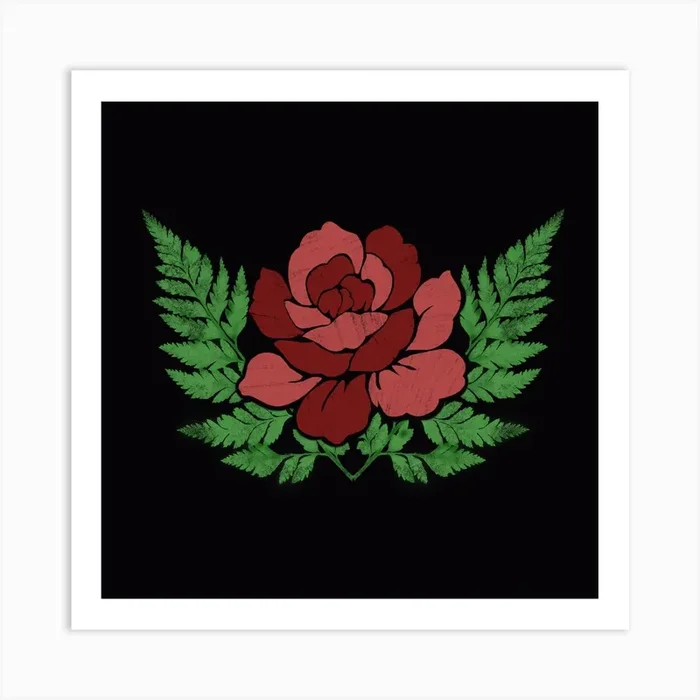 Ferns And Roses Art Print by Moonlight and Malice